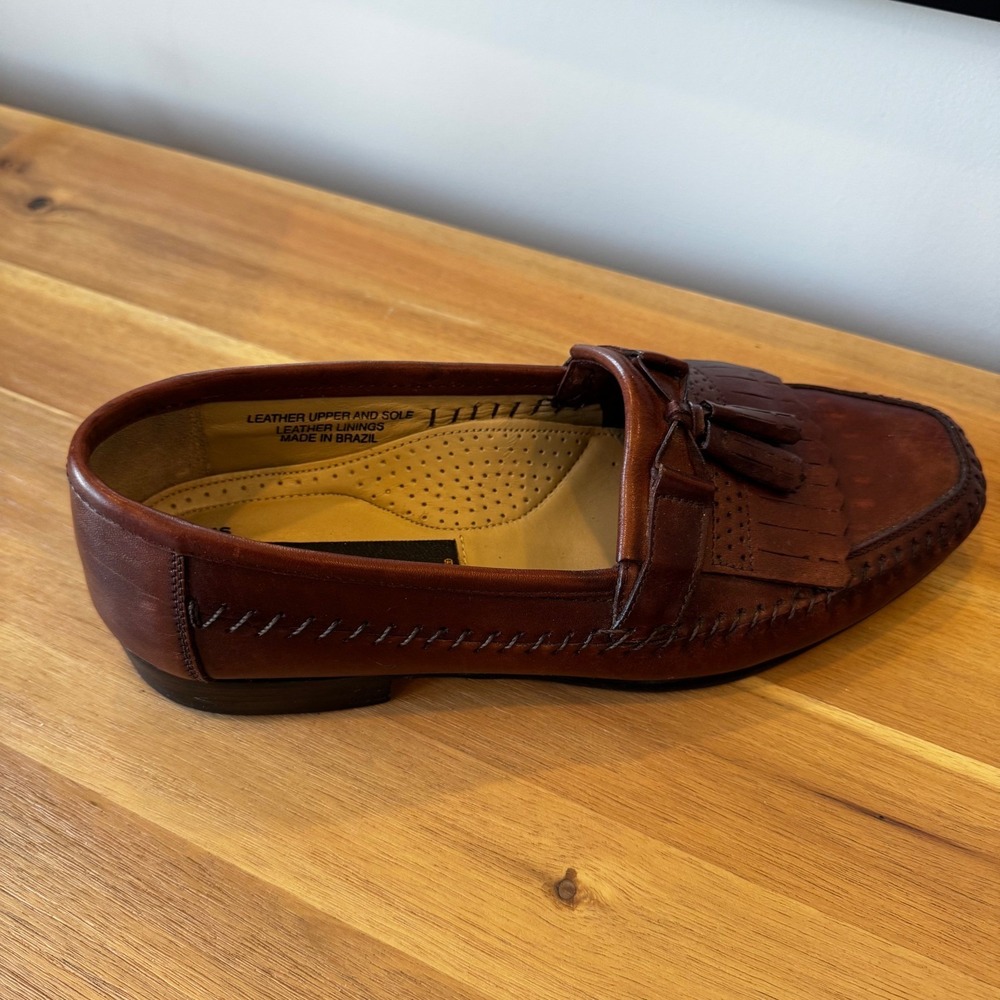 Stacy Adams Men 10 M Brown Leather Kiltie Tassel Loafer 25985 Comfort Plus - Picture 4 of 16